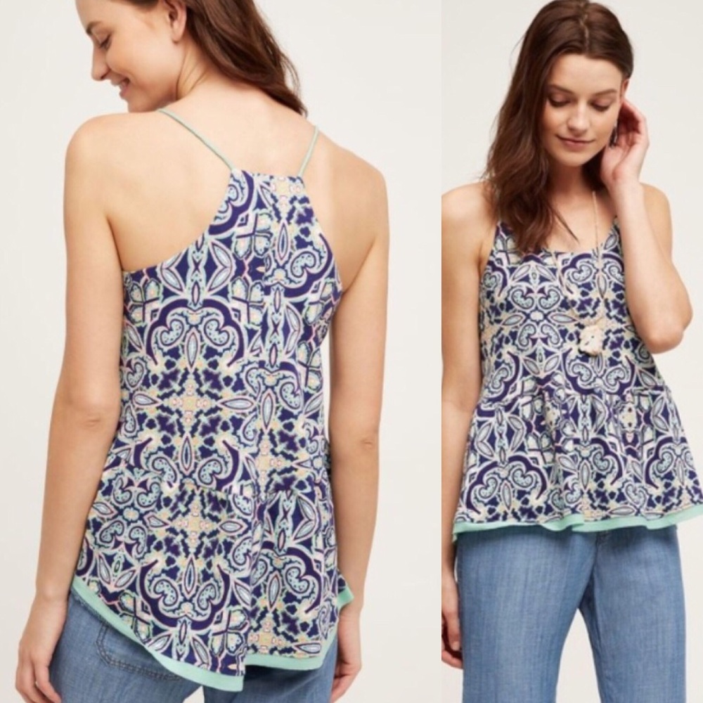 Anthropologie Meadow Rue Nuria Swing Tank Blue XS